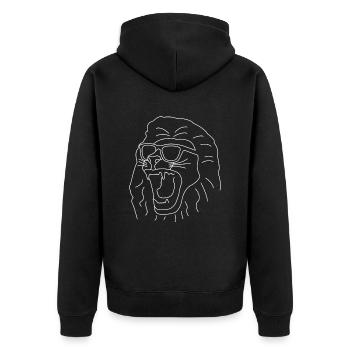 Löwe Partylöwe gezeichnet - Unisex Premium Bio Zip Hoodie - Schwarz - Hinten - Nico (187cm)