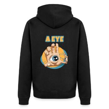 Blickfang Eye Catcher für einen Blickfänger - Unisex Premium Bio Zip Hoodie - Schwarz - Hinten - Nico (187cm)