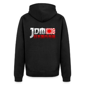 JDM Motorsport Auto Tuning Automotive - Unisex Premium Bio Zip Hoodie - Schwarz - Hinten - Nico (187cm)