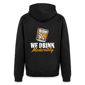 Whisky Whiskey Witzig - Unisex Premium Bio Zip Hoodie - Schwarz - Hinten - Nico (187cm)