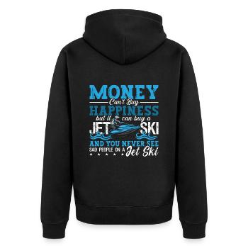 Jet Skiing Money Can't Buy Happiness Water Sports - Unisex Premium Bio Zip Hoodie - Schwarz - Hinten - Nico (187cm)