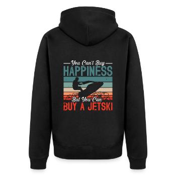 Jet Skiing You Can't Buy Happiness Retro Jet Skis - Unisex Premium Organic Zip Hoodie - black - Back - Nico (187cm)