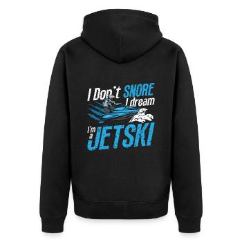 Jet Skiing I Don't Snore I Dream Jetskis Jet Skier - Unisex Premium Bio Zip Hoodie - Schwarz - Hinten - Nico (187cm)