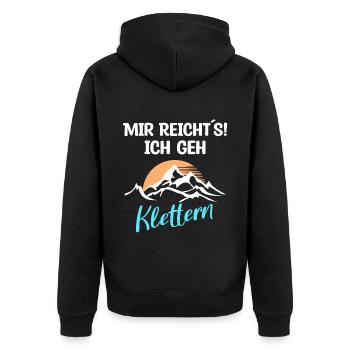 Klettern Berge Freizeit Urlaub Natur Alpen - Unisex Premium Bio Zip Hoodie - Schwarz - Hinten - Nico (187cm)