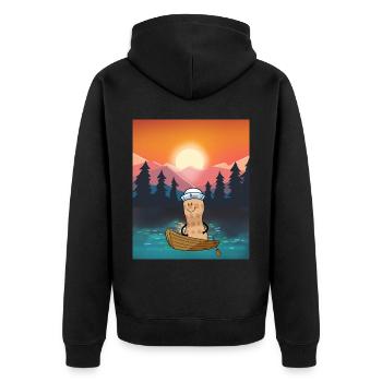 Peanut Leisure Holiday Recreation Nature Boat - Unisex Premium Organic Zip Hoodie - black - Back - Nico (187cm)