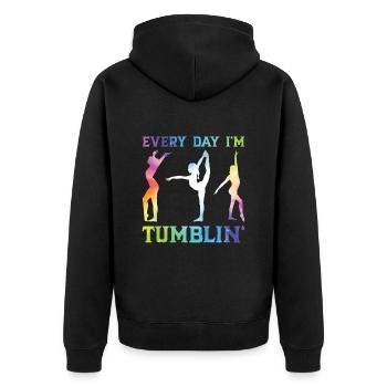 Tumbler Gymnast Girl Tumbler - Unisex Premium Organic Zip Hoodie - black - Back - Nico (187cm)
