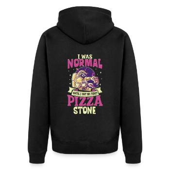 Pizza Stone - Pizza Baker - Unisex Premium Organic Zip Hoodie - black - Back - Nico (187cm)