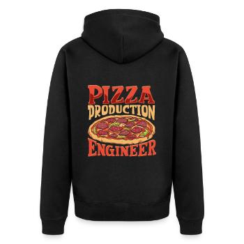 Pizza Produktionsingenieur - Pizza Bäcker - Unisex Premium Bio Zip Hoodie - Schwarz - Hinten - Nico (187cm)