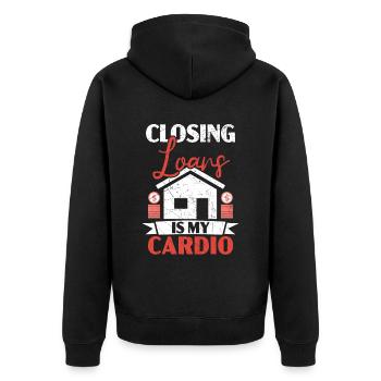 Closing Loans Is My Cardio Mortgage Loan Officer - Unisex Premium Organic Zip Hoodie - black - Back - Nico (187cm)