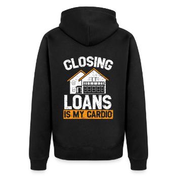 Closing Loans Is My Cardio Mortgage Loan Officer - Unisex Premium Organic Zip Hoodie - black - Back - Nico (187cm)