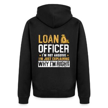 Credit Officer Job Profession Debt Loan Officer - Unisex Premium Organic Zip Hoodie - black - Back - Nico (187cm)
