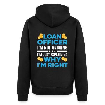 Credit Officer Job Profession Debt Loan Officer - Unisex Premium Organic Zip Hoodie - black - Back - Nico (187cm)