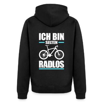 Mountainbike Radlos Freizeit Sport Natur Humor - Unisex Premium Bio Zip Hoodie - Schwarz - Hinten - Nico (187cm)