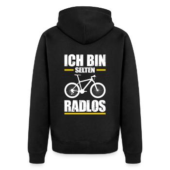 Mountainbike Radlos Freizeit Sport Natur Humor - Unisex Premium Bio Zip Hoodie - Schwarz - Hinten - Nico (187cm)