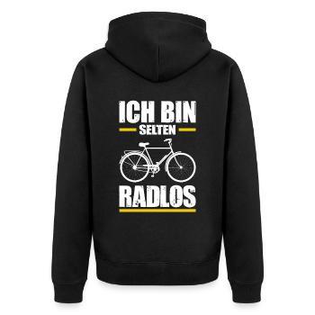 Fahrrad Citybike Radlos Freizeit Sport Natur Humor - Unisex Premium Bio Zip Hoodie - Schwarz - Hinten - Nico (187cm)