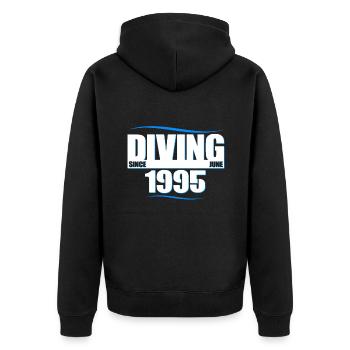 Diver Birthday - Diving since June 1995 - Unisex Premium Organic Zip Hoodie - black - Back - Nico (187cm)