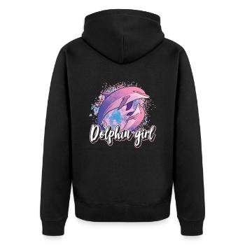 Dolphin Girl Lovers Dolphins Dolphins Dolphins - Unisex Premium Organic Zip Hoodie - black - Back - Nico (187cm)