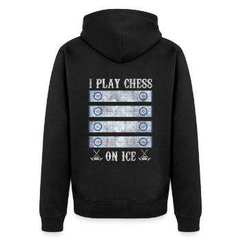 I play Chess on Ice Curling House - Unisex Premium Organic Zip Hoodie - black - Back - Nico (187cm)