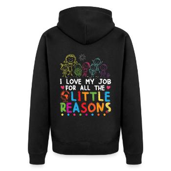 Nette Kita Erzieherin Kindergarten - Unisex Premium Bio Zip Hoodie - Schwarz - Hinten - Nico (187cm)