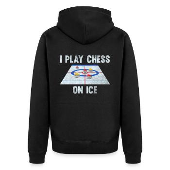 I play Chess on Ice Curling House - Unisex Premium Organic Zip Hoodie - black - Back - Nico (187cm)
