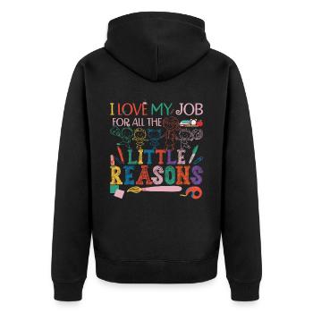 Mignon enseignant garderie Pre-K - Veste à capuche bio Premium Unisexe - noir - Dos - Nico (187cm)