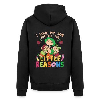 I Love My Job For All The Little Reasons - Unisex Premium Organic Zip Hoodie - black - Back - Nico (187cm)