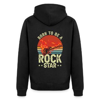 Né pour être une rock star | Guitare Rétro | Guitariste - Veste à capuche bio Premium Unisexe - noir - Dos - Nico (187cm)