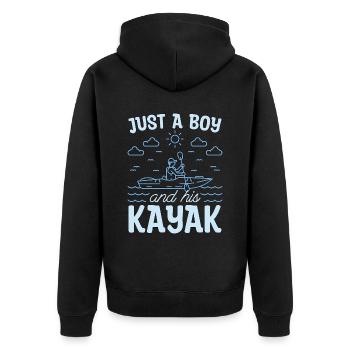 Kayaking Just A Boy And His Canoeing Kayak Lover - Unisex Premium Organic Zip Hoodie - black - Back - Nico (187cm)