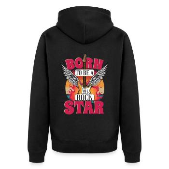 Geboren, um ein zu sein | Gitarrist | Gitarrist - Unisex Premium Bio Zip Hoodie - Schwarz - Hinten - Nico (187cm)