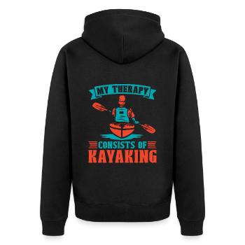 Kayaking My Therapy Consist Of Rowing Kayak Lover - Unisex Premium Organic Zip Hoodie - black - Back - Nico (187cm)