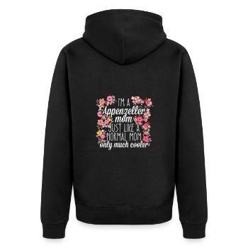 Appenzeller Mom - Unisex Premium Bio Zip Hoodie - Schwarz - Hinten - Nico (187cm)