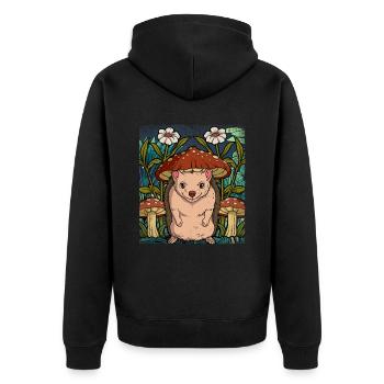 Hérisson Cottagecore - Veste à capuche bio Premium Unisexe - noir - Dos - Nico (187cm)