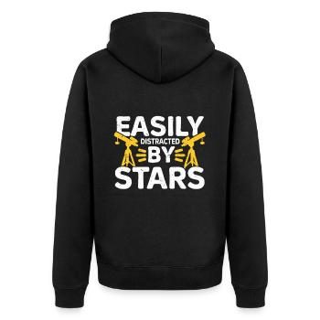 Stargazer Gift Kosmologie Stargazing - Unisex Premium Bio Zip Hoodie - Schwarz - Hinten - Nico (187cm)
