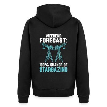 Stargazer Gift Kosmologie Stargazing - Unisex Premium Bio Zip Hoodie - Schwarz - Hinten - Nico (187cm)