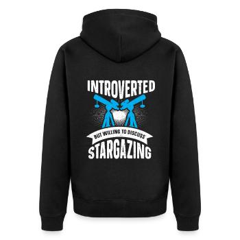 Stargazer Gift Kosmologie Stargazing - Unisex Premium Bio Zip Hoodie - Schwarz - Hinten - Nico (187cm)