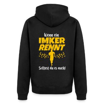 Imker Imkerin Bienenzüchter Bienenzucht Bienen - Unisex Premium Bio Zip Hoodie - Schwarz - Hinten - Nico (187cm)