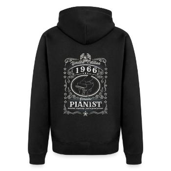 Vintage 1966 Pianist Geburtstag Geschenk Hobby - Unisex Premium Bio Zip Hoodie - Schwarz - Hinten - Nico (187cm)