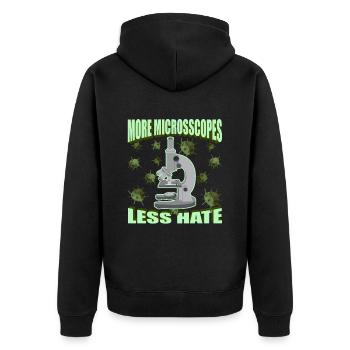 Biologie Biologe Mikroskop - Unisex Premium Bio Zip Hoodie - Schwarz - Hinten - Nico (187cm)