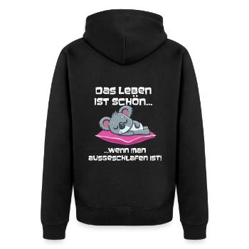 Ausgeschlafen Koala Schlafen - Unisex Premium Bio Zip Hoodie - Schwarz - Hinten - Nico (187cm)