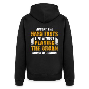 Organist Orgelspieler Orgel - Unisex Premium Bio Zip Hoodie - Schwarz - Hinten - Nico (187cm)