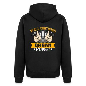 Organist Orgelspieler Orgel - Unisex Premium Bio Zip Hoodie - Schwarz - Hinten - Nico (187cm)