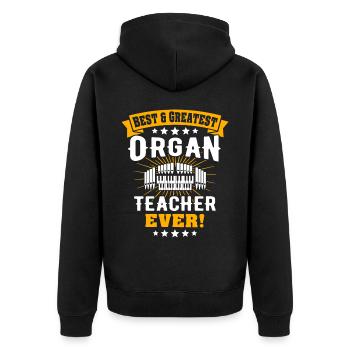 Organist Orgelspieler Orgel - Unisex Premium Bio Zip Hoodie - Schwarz - Hinten - Nico (187cm)