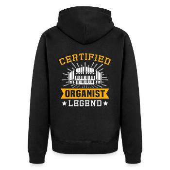 Organist Orgelspieler Orgel - Unisex Premium Bio Zip Hoodie - Schwarz - Hinten - Nico (187cm)