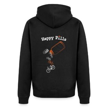 Radfahren Happy Freizeit Rad Sport Natur Humor - Unisex Premium Bio Zip Hoodie - Schwarz - Hinten - Nico (187cm)