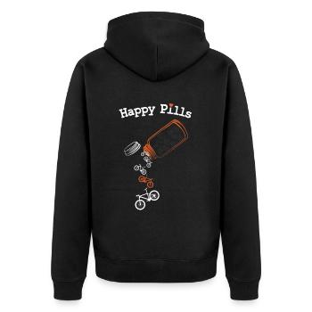 Mountainbike Happy Freizeit Rad Sport Natur Humor - Unisex Premium Bio Zip Hoodie - Schwarz - Hinten - Nico (187cm)