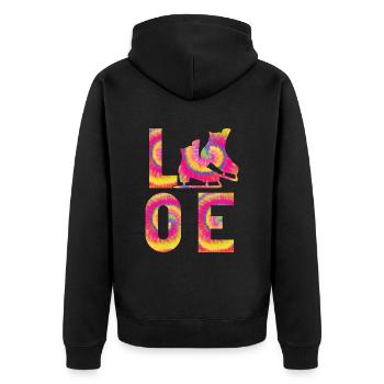 Eis Skating -Skater Eisschild Skate Girl - Unisex Premium Bio Zip Hoodie - Schwarz - Hinten - Nico (187cm)