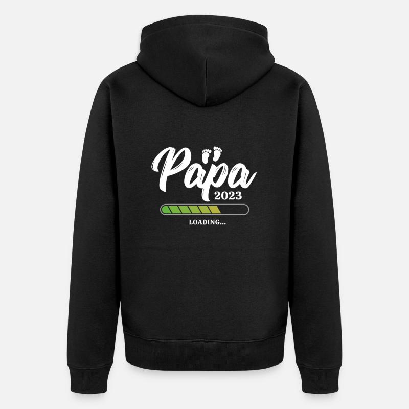 Papa Loading 2023 - Unisex Premium Bio Zip Hoodie - Schwarz