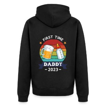 Première fois papa 2023 - Veste à capuche bio Premium Unisexe - noir - Dos - Nico (187cm)