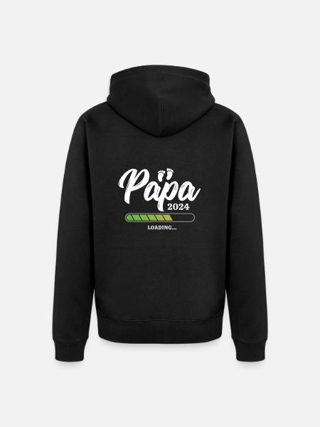 Papa Loading 2024 - Unisex Premium Bio Zip Hoodie - Schwarz