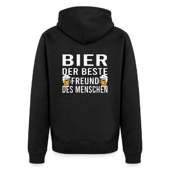 Vatertag Himmelfahrt Bier Nachbar Nachbarn Saufen - Unisex Premium Bio Zip Hoodie - Schwarz - Hinten - Nico (187cm)